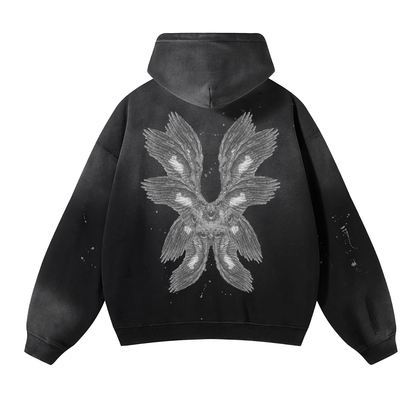 Biblically accurate angle Vintage Wash Frayed Fleece Hoodie - 360 GSM