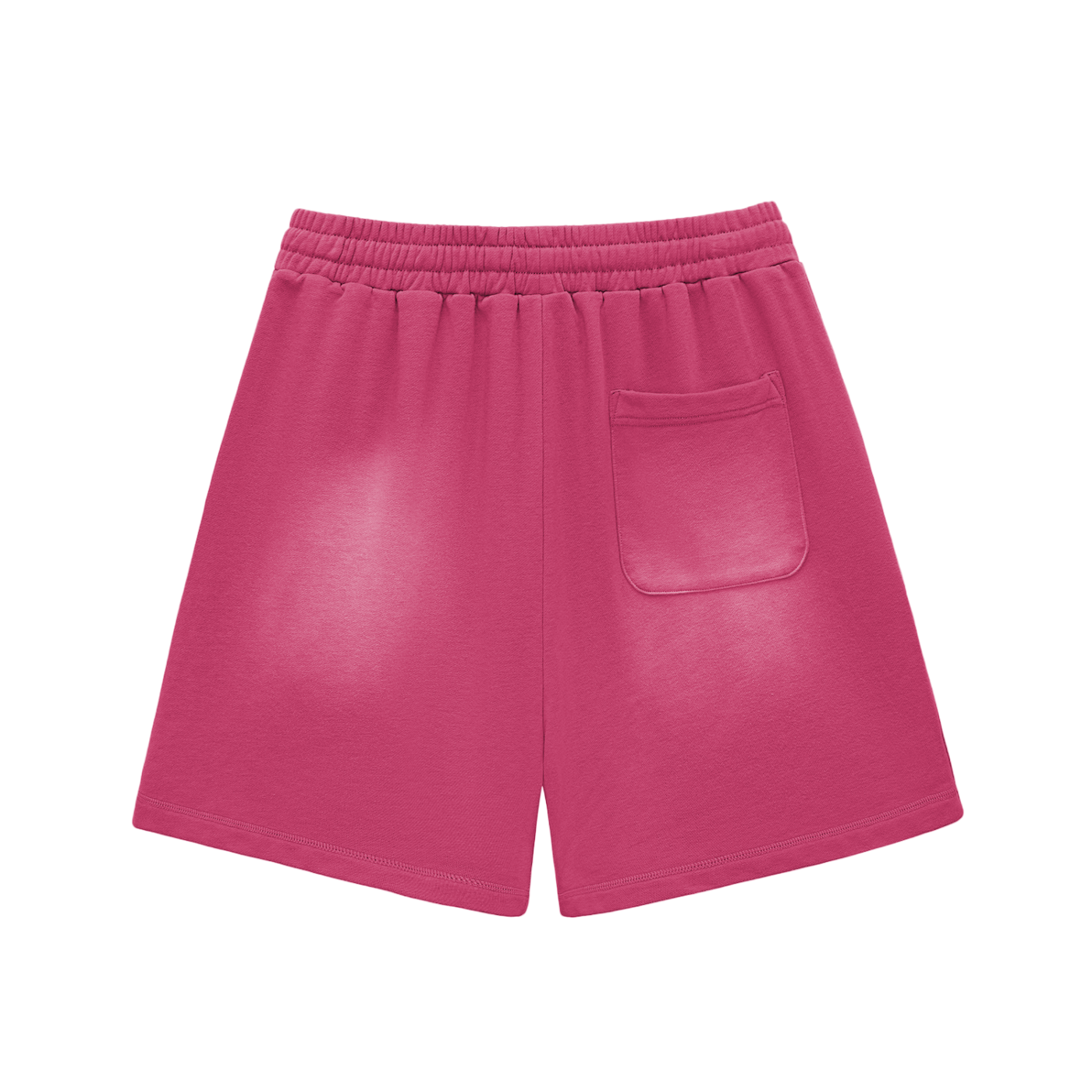 The Virgin Mary Sun Fade Raw Edge Cotton Shorts rose red