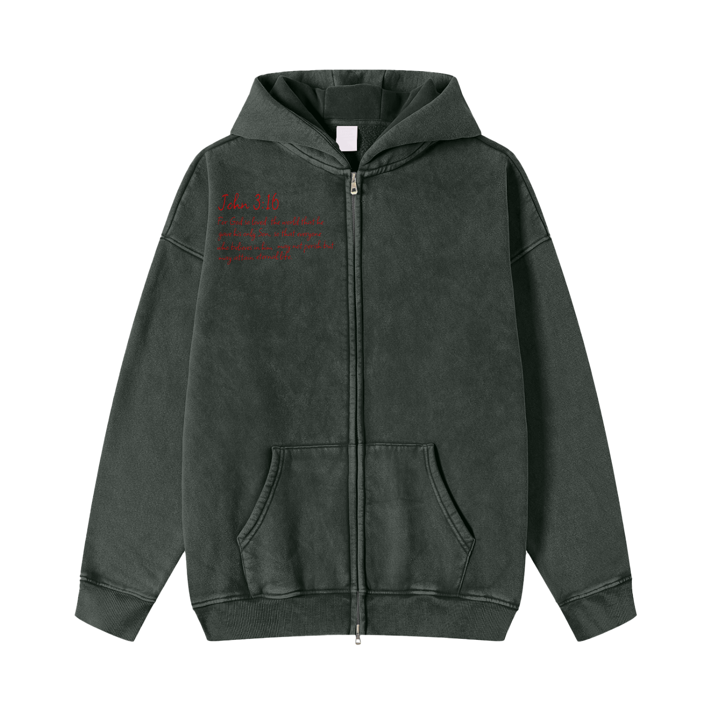Sacred Heart Of Jesus Snow Washed Zip-Through Fleece Hoodie